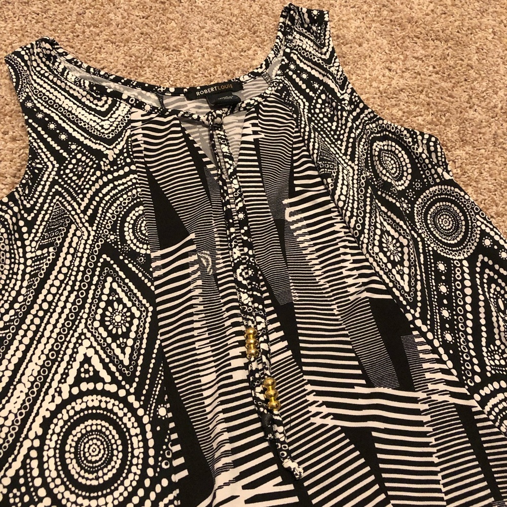 Robert Louis Geometric Pattern Sleeveless Blouse Tunic - Picture 2 of 6